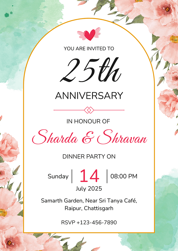 Colorful Wedding Anniversary Invitation