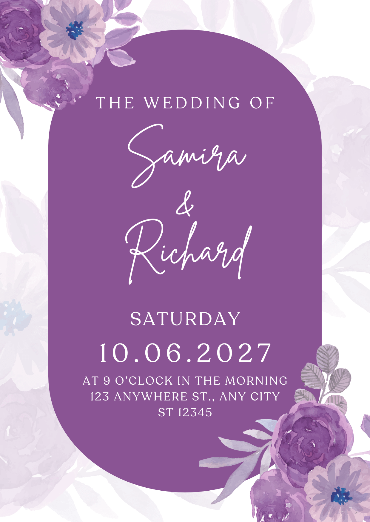 Purple Watercolor Save The Date